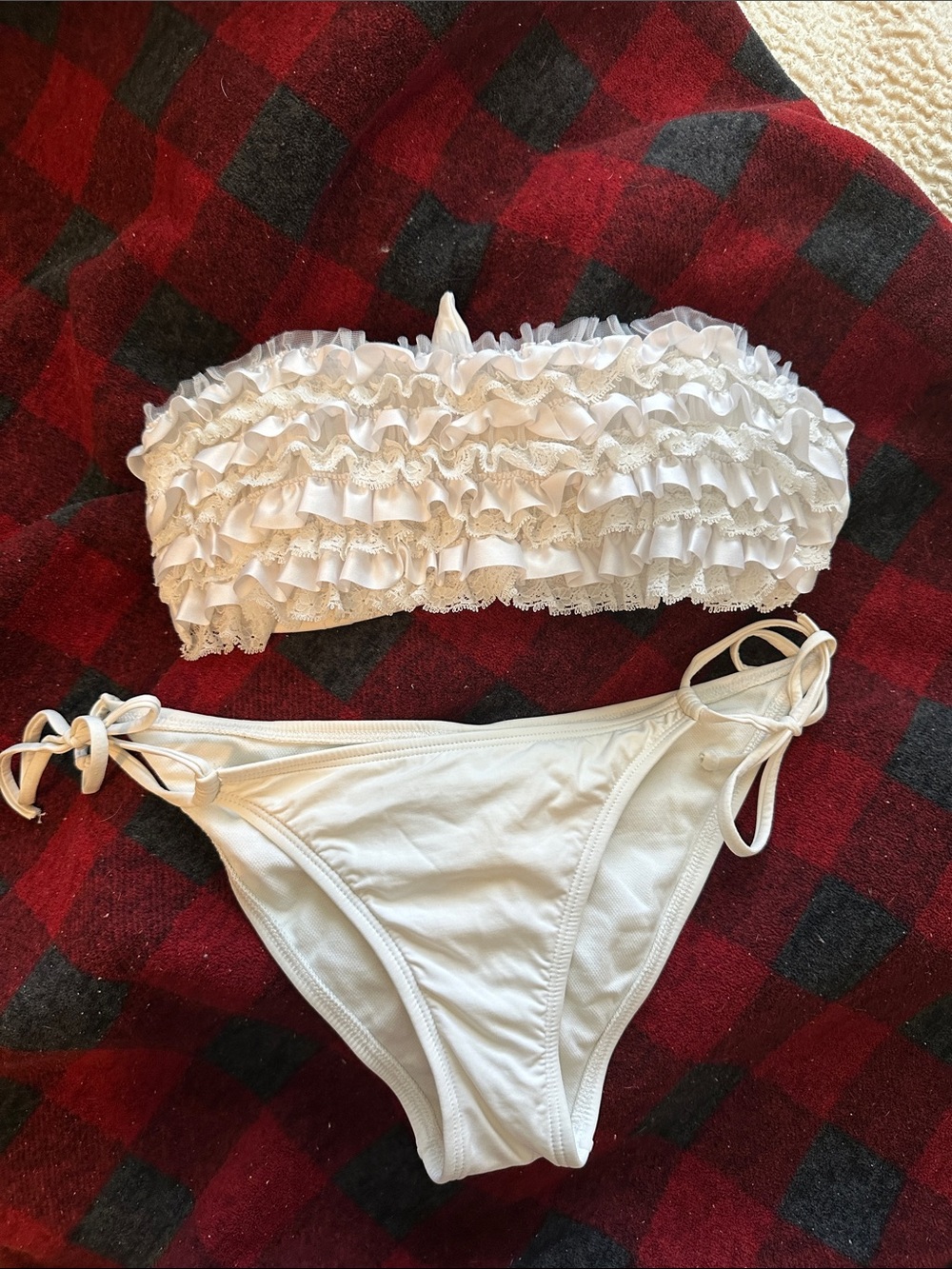 L*Space Bridal Bandeau Bikini Set with Tie-Side Bottoms - Medium